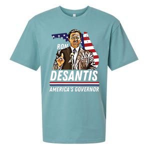 Ron Desantis Americas Governor Florida US Flag Sueded Cloud Jersey T-Shirt