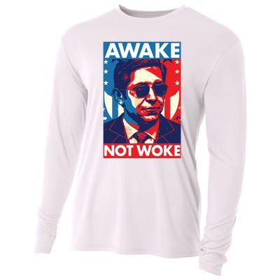 Ron DeSantis Awake Not Woke Florida Governor Cooling Performance Long Sleeve Crew