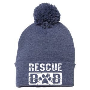 Rescue Dad Animal Activist Dog Lover Pet Owner Rescuer Dad Pom Pom 12in Knit Beanie