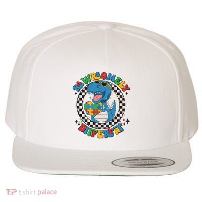 Rawrsomely Different Autism Awareness Dinosaur Wool Snapback Cap