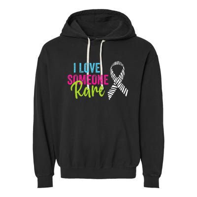 Rare Disease Awareness Zebra Ribbon I Love Someone Rare Garment-Dyed Fleece Hoodie