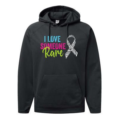 Rare Disease Awareness Zebra Ribbon I Love Someone Rare Performance Fleece Hoodie