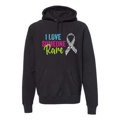 Rare Disease Awareness Zebra Ribbon I Love Someone Rare Premium Hoodie