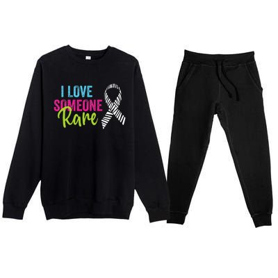 Rare Disease Awareness Zebra Ribbon I Love Someone Rare Premium Crewneck Sweatsuit Set