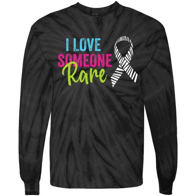 Rare Disease Awareness Zebra Ribbon I Love Someone Rare Tie-Dye Long Sleeve Shirt