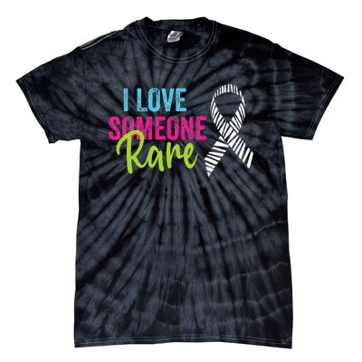 Rare Disease Awareness Zebra Ribbon I Love Someone Rare Tie-Dye T-Shirt