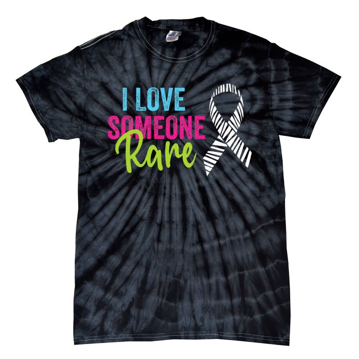 Rare Disease Awareness Zebra Ribbon I Love Someone Rare Tie-Dye T-Shirt