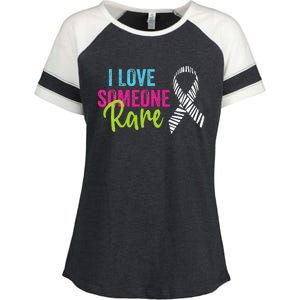 Rare Disease Awareness Zebra Ribbon I Love Someone Rare Enza Ladies Jersey Colorblock Tee