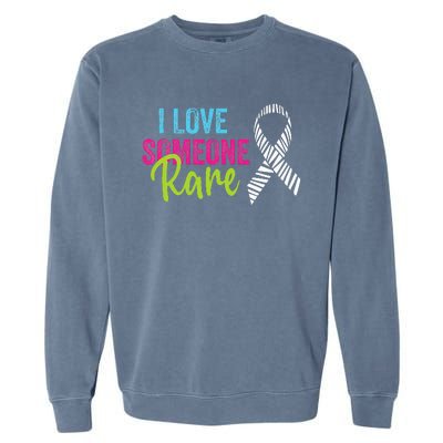 Rare Disease Awareness Zebra Ribbon I Love Someone Rare Garment-Dyed Sweatshirt