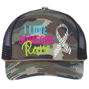 Rare Disease Awareness Zebra Ribbon I Love Someone Rare Retro Rope Trucker Hat Cap