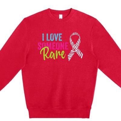 Rare Disease Awareness Zebra Ribbon I Love Someone Rare Premium Crewneck Sweatshirt