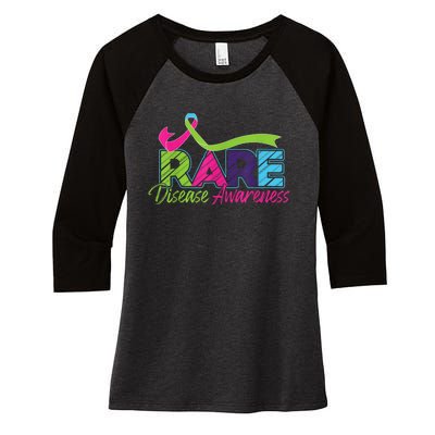 Rare Disease Awareness Rare Disease Day Warriors 2024 Women's Tri-Blend 3/4-Sleeve Raglan Shirt