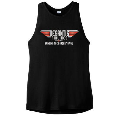 Ron DeSantis Airlines Top DeSantis Airlines Funny Meme Ladies PosiCharge Tri-Blend Wicking Tank