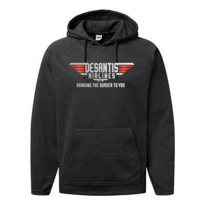 Ron DeSantis Airlines Top DeSantis Airlines Funny Meme Performance Fleece Hoodie