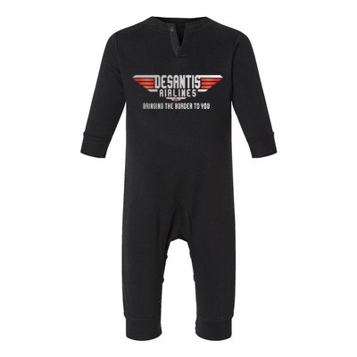 Ron DeSantis Airlines Top DeSantis Airlines Funny Meme Infant Fleece One Piece