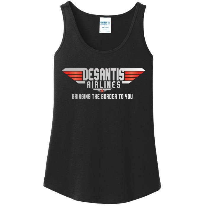 Ron DeSantis Airlines Top DeSantis Airlines Funny Meme Ladies Essential Tank