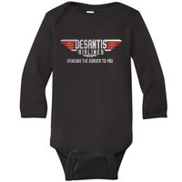 Ron DeSantis Airlines Top DeSantis Airlines Funny Meme Baby Long Sleeve Bodysuit