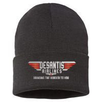 Ron DeSantis Airlines Top DeSantis Airlines Funny Meme Sustainable Knit Beanie