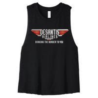 Ron DeSantis Airlines Top DeSantis Airlines Funny Meme Women's Racerback Cropped Tank