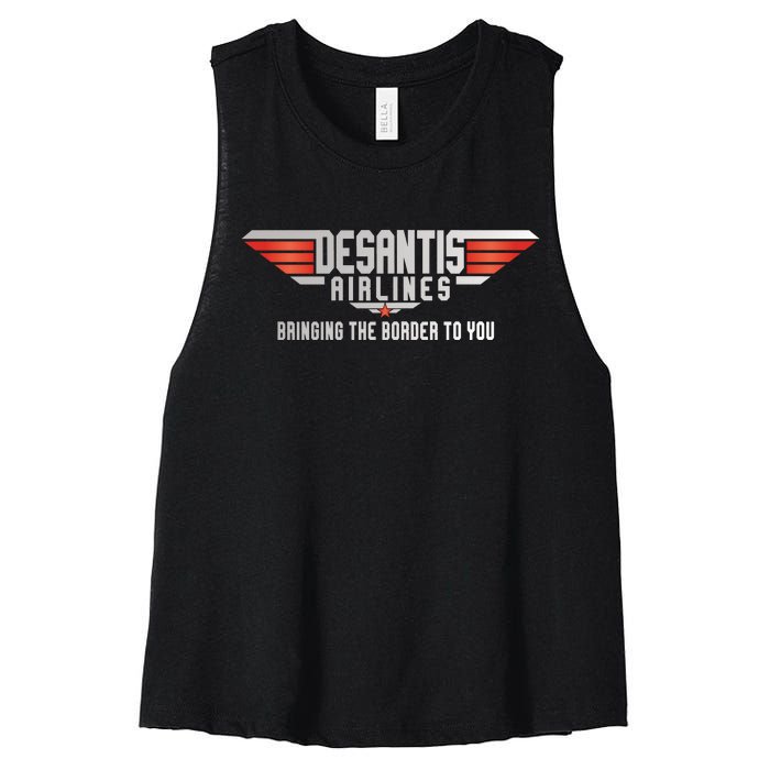 Ron DeSantis Airlines Top DeSantis Airlines Funny Meme Women's Racerback Cropped Tank