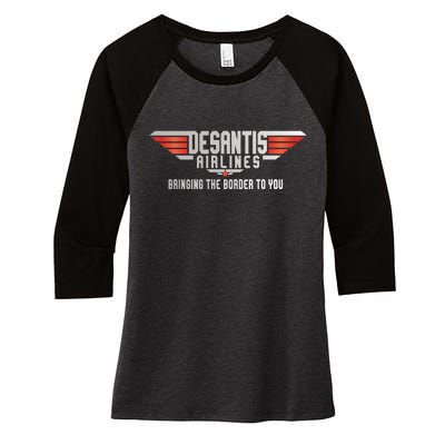 Ron DeSantis Airlines Top DeSantis Airlines Funny Meme Women's Tri-Blend 3/4-Sleeve Raglan Shirt