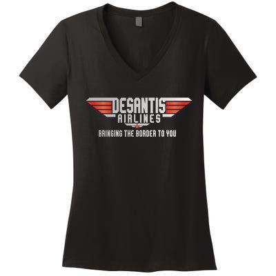 Ron DeSantis Airlines Top DeSantis Airlines Funny Meme Women's V-Neck T-Shirt