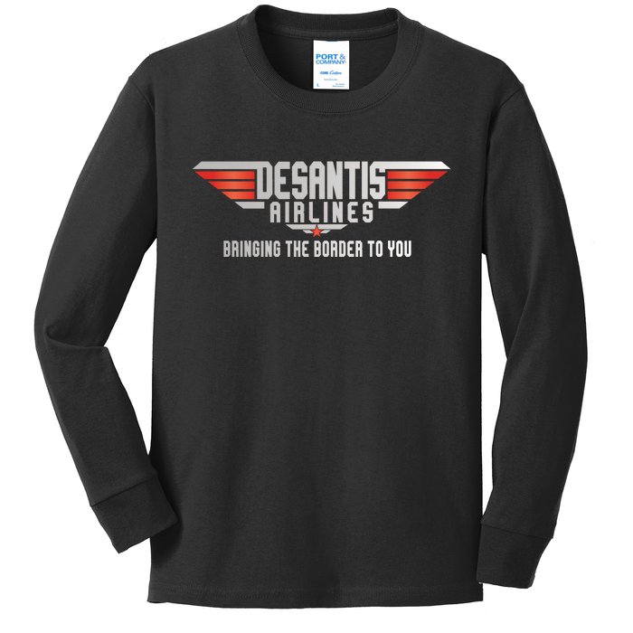 Ron DeSantis Airlines Top DeSantis Airlines Funny Meme Kids Long Sleeve Shirt