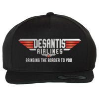 Ron DeSantis Airlines Top DeSantis Airlines Funny Meme Wool Snapback Cap