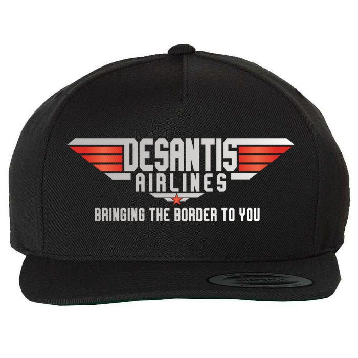 Ron DeSantis Airlines Top DeSantis Airlines Funny Meme Wool Snapback Cap