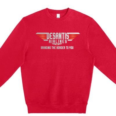 Ron DeSantis Airlines Top DeSantis Airlines Funny Meme Premium Crewneck Sweatshirt