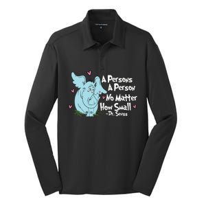 Reading Day A Persons A Person No Matter How Small Funny Teacher Silk Touch Performance Long Sleeve Polo