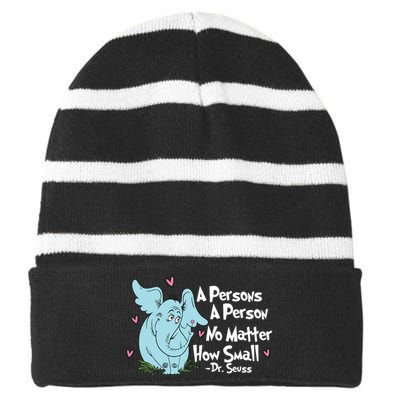 Reading Day A Persons A Person No Matter How Small Funny Teacher Striped Beanie with Solid Band