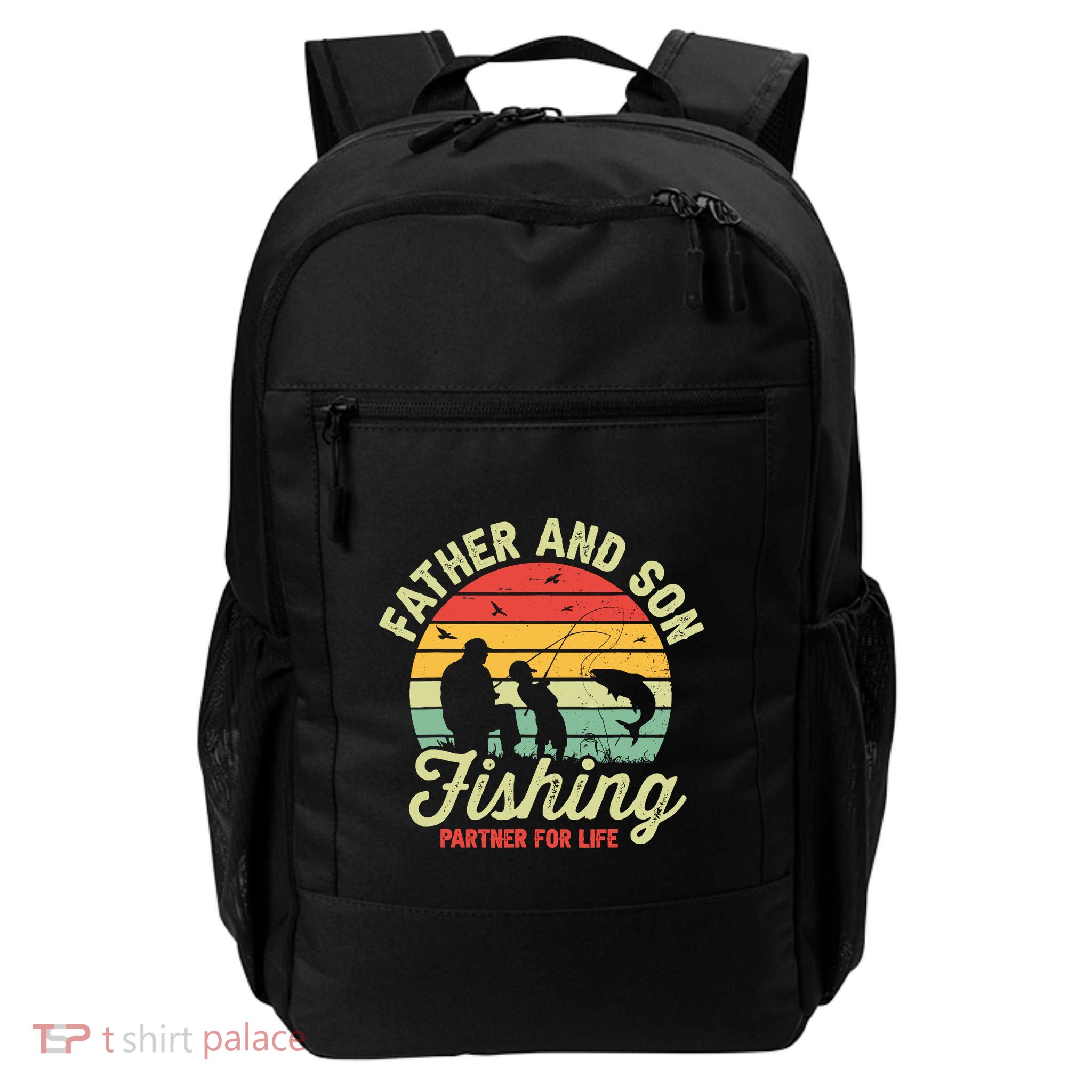 Retro Dad And Son Fishing Partners For Life Fathers Day Daily Commute Backpack