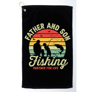 Retro Dad And Son Fishing Partners For Life Fathers Day Platinum Collection Golf Towel