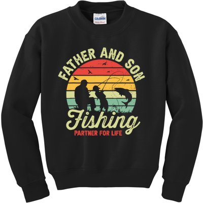 Retro Dad And Son Fishing Partners For Life Fathers Day Kids Sweatshirt