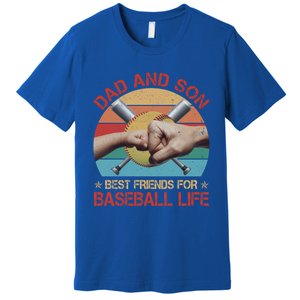 Retro Dad And Son Best Friends For Softball Life Fathers Day Funny Gift Premium T-Shirt