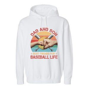 Retro Dad And Son Best Friends For Softball Life Fathers Day Funny Gift Garment-Dyed Fleece Hoodie