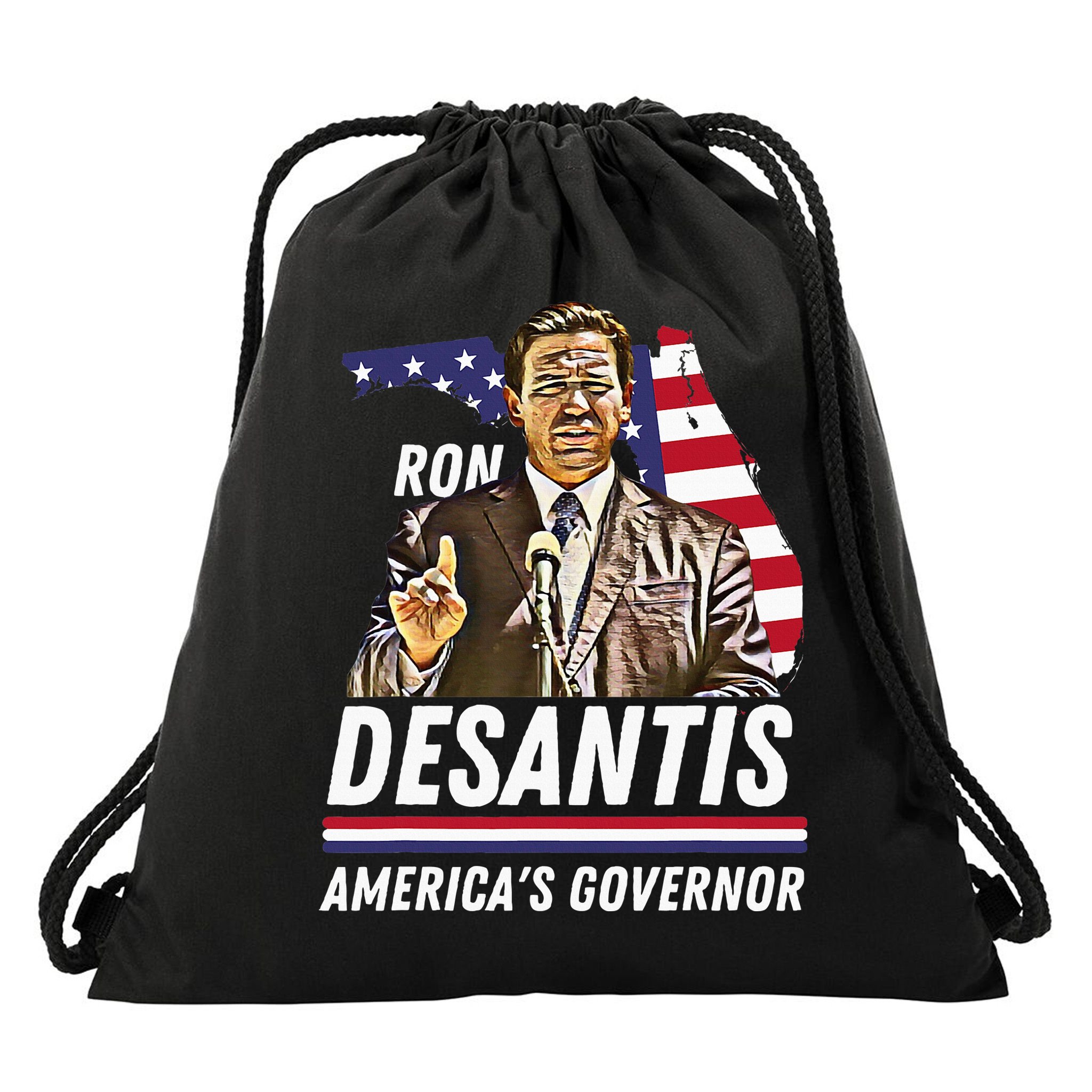 Ron Desantis AmericaS Governor Florida Us Flag Drawstring Bag