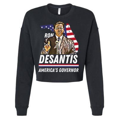 Ron Desantis AmericaS Governor Florida Us Flag Cropped Pullover Crew