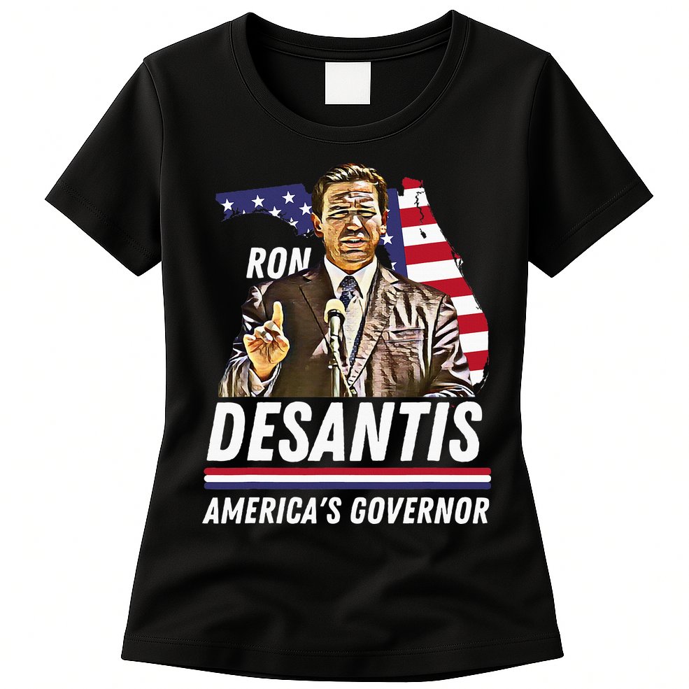 Ron Desantis AmericaS Governor Florida Us Flag Womens T-Shirt