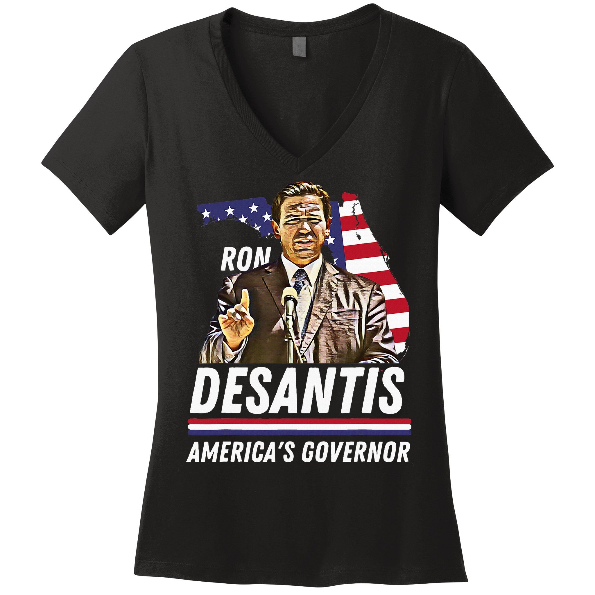 Ron Desantis AmericaS Governor Florida Us Flag Women's V-Neck T-Shirt