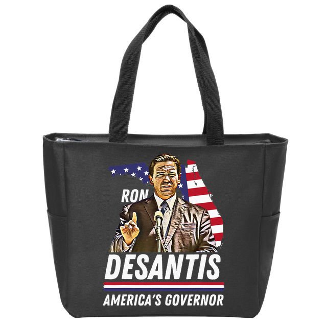 Ron Desantis AmericaS Governor Florida Us Flag Zip Tote Bag