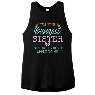 Rules Don't Apply to Me Youngest Adult 3 Sisters Matching Ladies PosiCharge Tri-Blend Wicking Tank