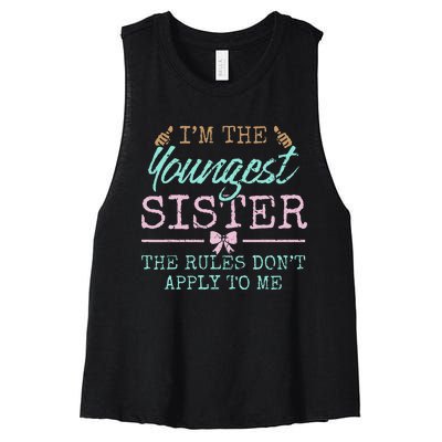 Rules Don't Apply to Me Youngest Adult 3 Sisters Matching Women's Racerback Cropped Tank