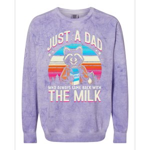 Raccoon Dad Always Came Back With The Milk Colorblast Crewneck Sweatshirt