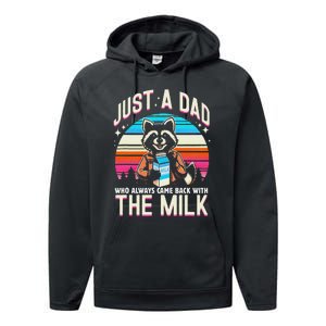 Raccoon Dad Always Came Back With The Milk Performance Fleece Hoodie