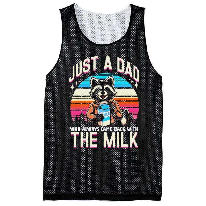 Raccoon Dad Always Came Back With The Milk Mesh Reversible Basketball Jersey Tank