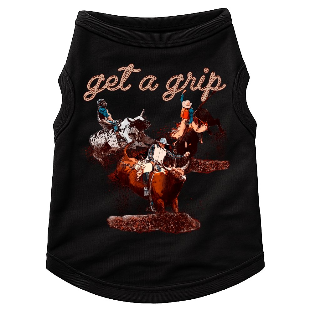 Rodeo Dad Bull Rider Get A Grip Western Country Cowboy Gift Doggie Tank