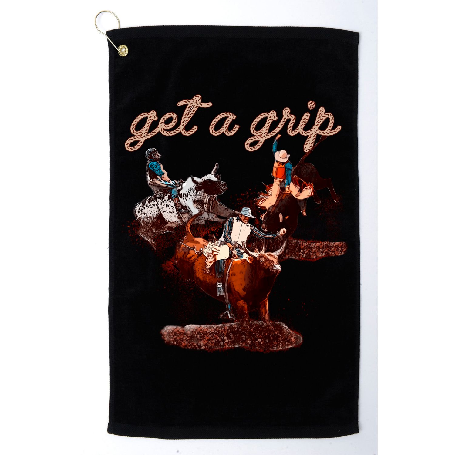 Rodeo Dad Bull Rider Get A Grip Western Country Cowboy Gift Golf Towel