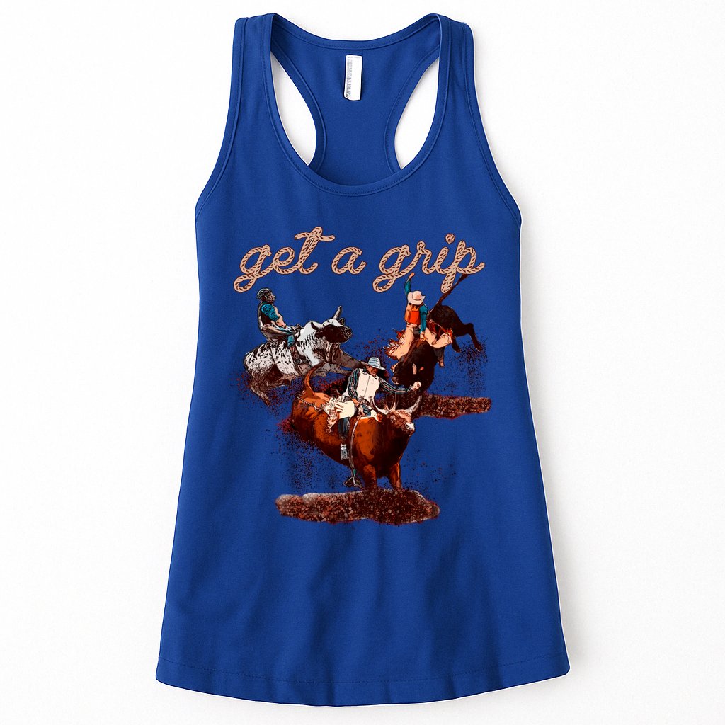 Rodeo Dad Bull Rider Get A Grip Western Country Cowboy Gift Womens Tank Top